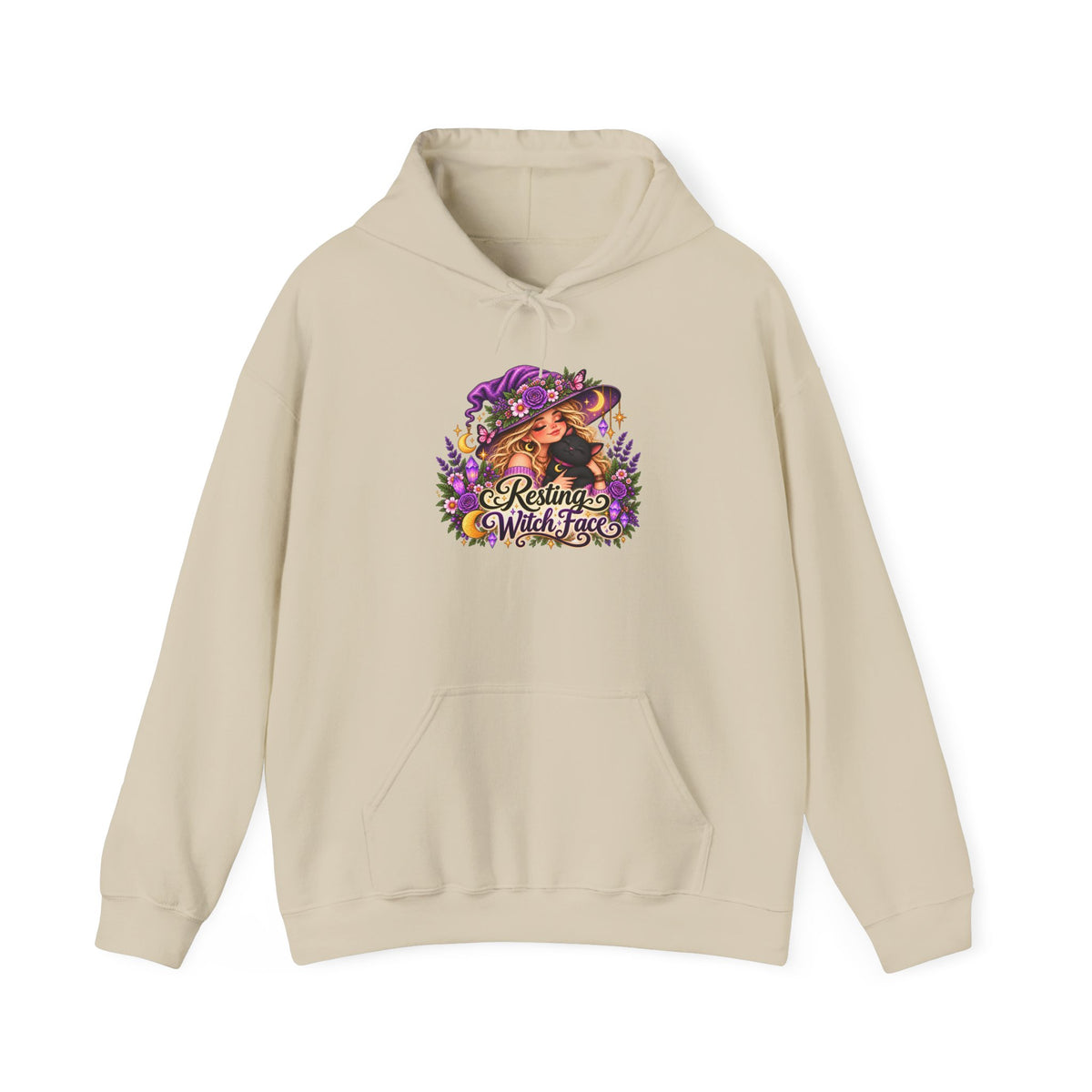 Witchy Autumn Hoodie – "Resting Witch Face" Floral Spell Graphic