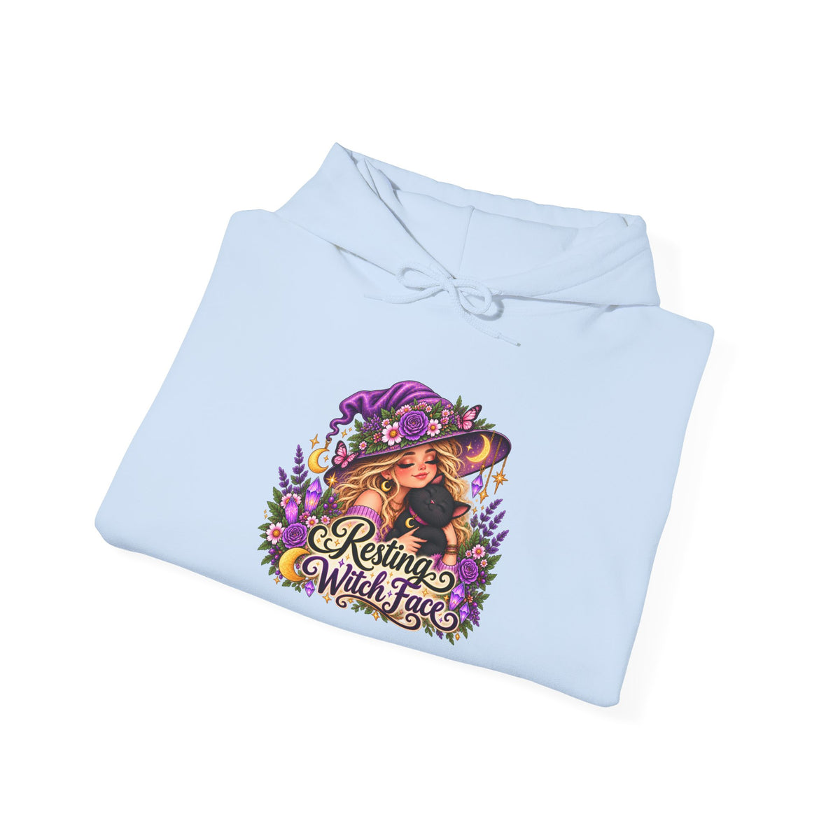 Witchy Autumn Hoodie – "Resting Witch Face" Floral Spell Graphic