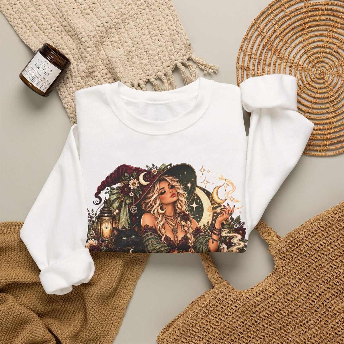 Witchy Crewneck Sweatshirt — “I Put the Sass in Spellcasting” Graphic