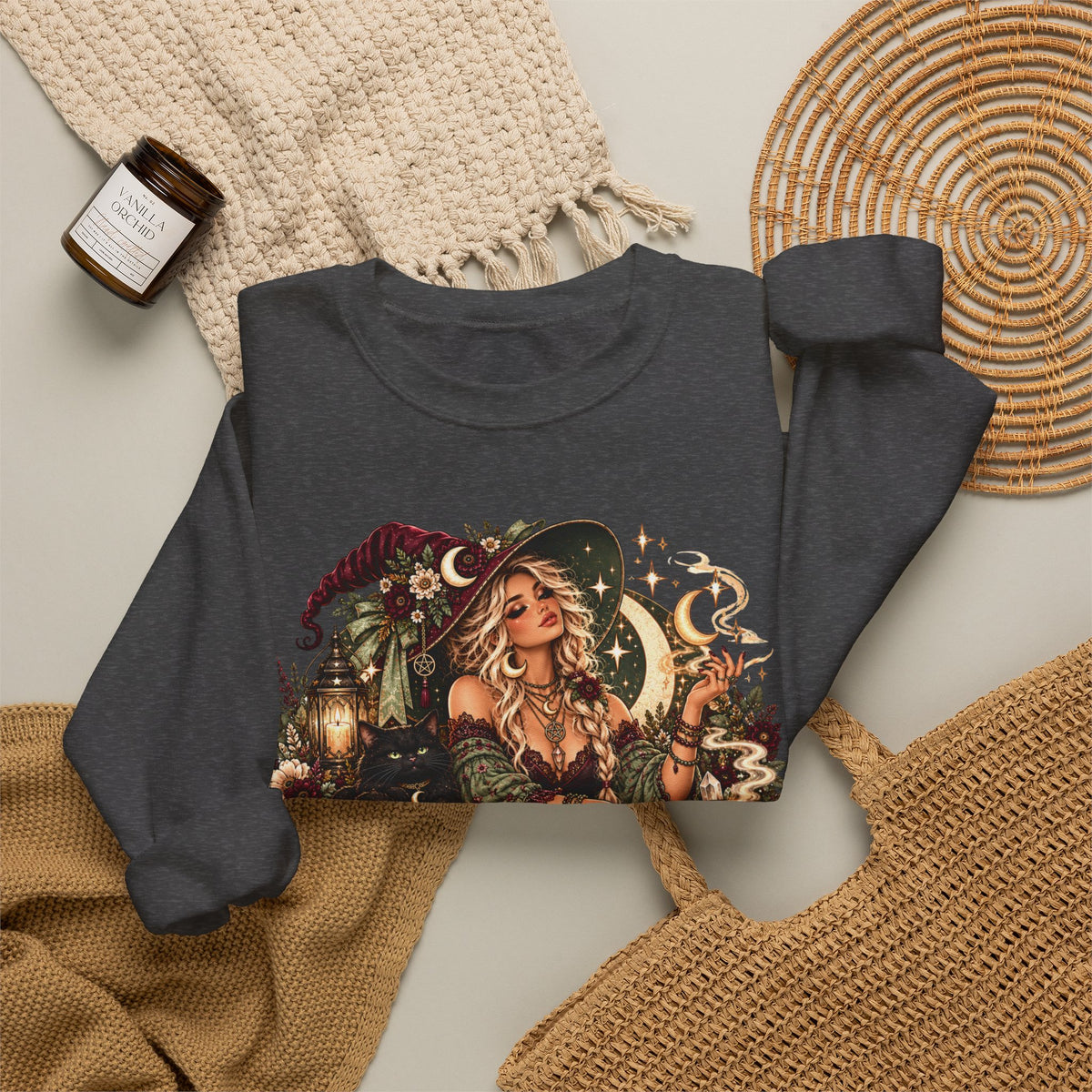 Witchy Crewneck Sweatshirt — “I Put the Sass in Spellcasting” Graphic