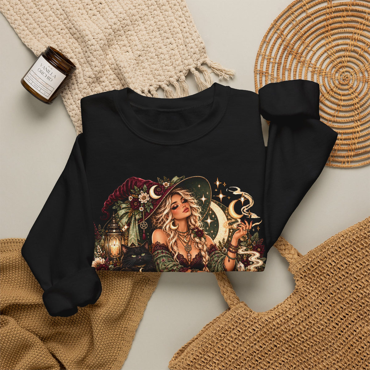 Witchy Crewneck Sweatshirt — “I Put the Sass in Spellcasting” Graphic
