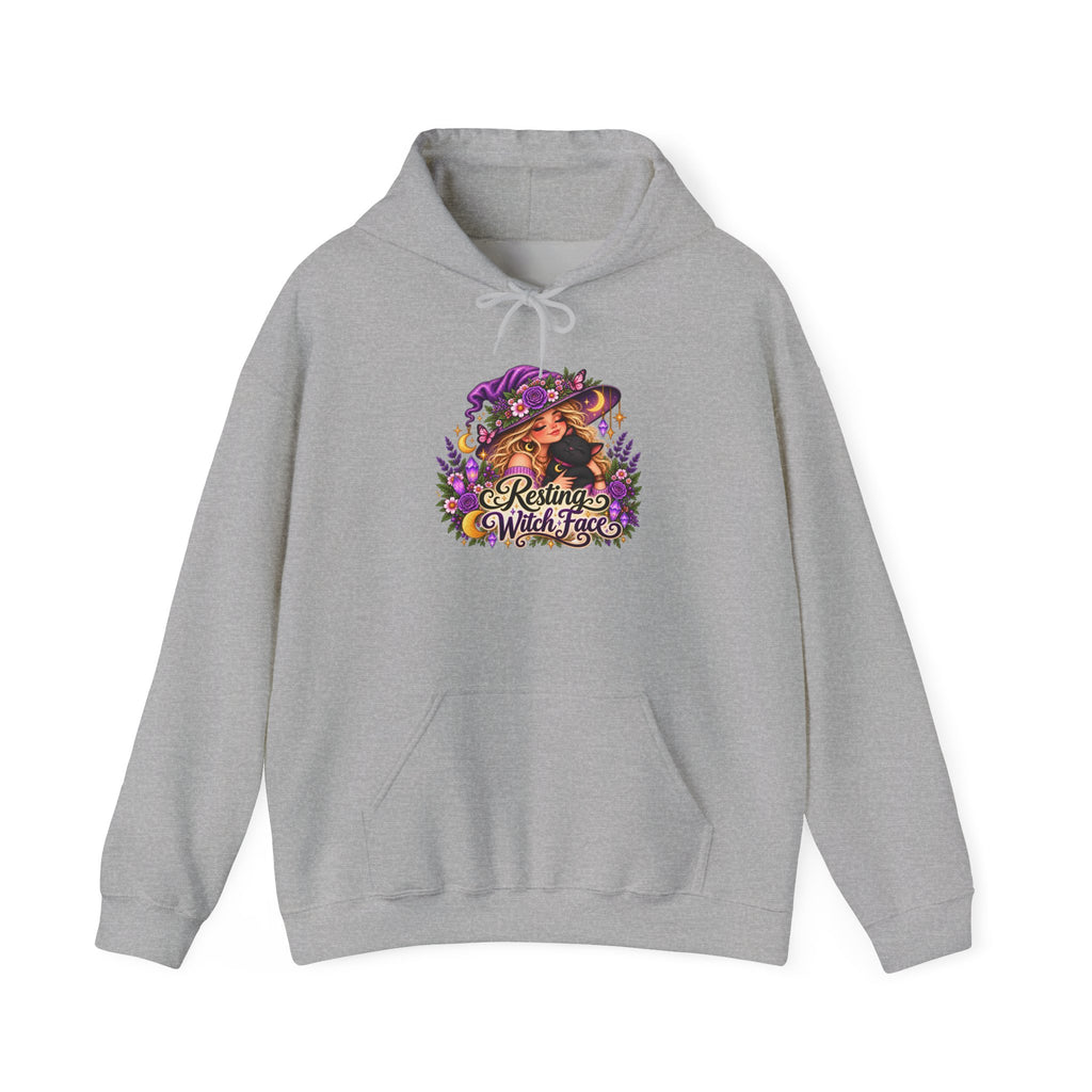 Witchy Autumn Hoodie – "Resting Witch Face" Floral Spell Graphic