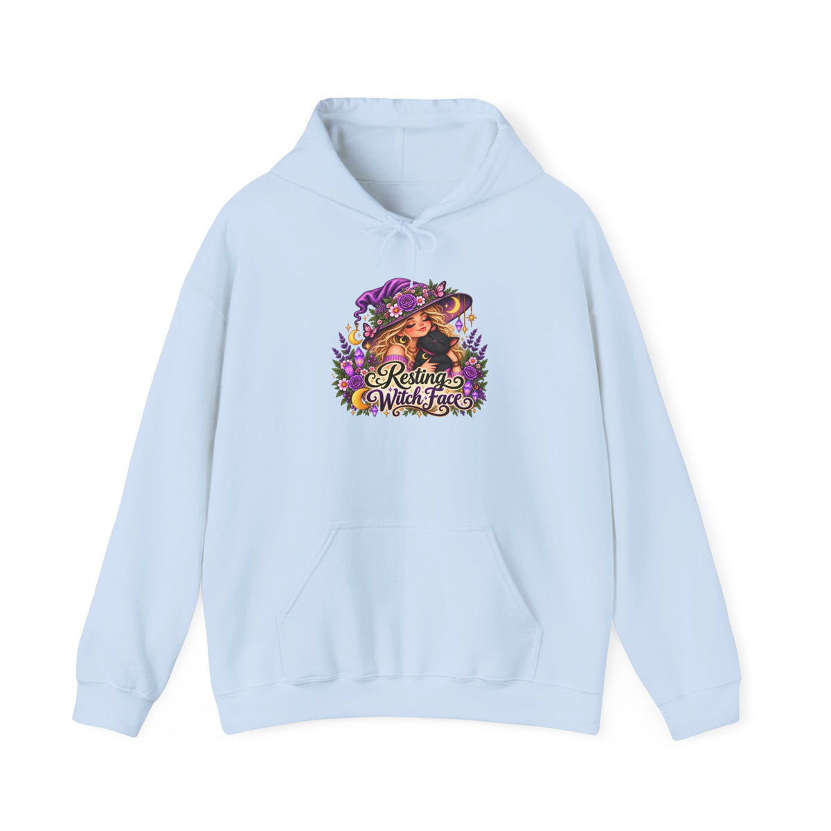 Witchy Autumn Hoodie – "Resting Witch Face" Floral Spell Graphic