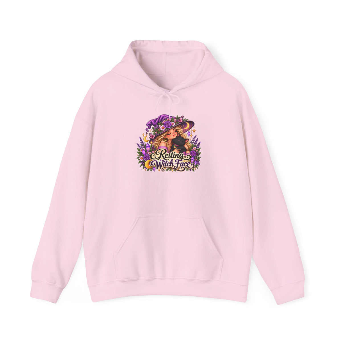 Witchy Autumn Hoodie – "Resting Witch Face" Floral Spell Graphic