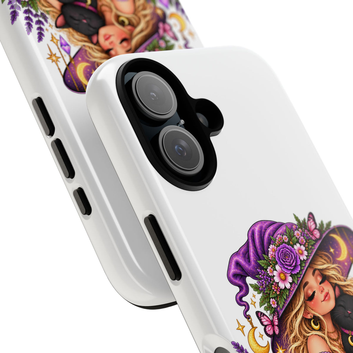 Resting Witch Face Phone Case — Cute Halloween Witch with Black Cat