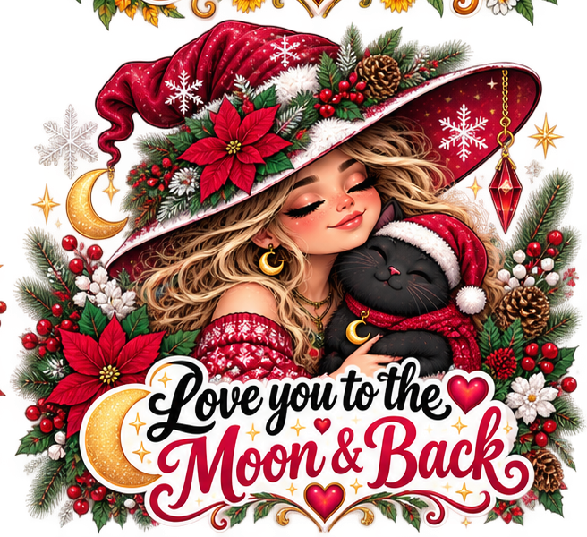 Christmas Love you to the Moon & Back Ceramic Mug – Witchy Holiday Coffee Cup (11oz)