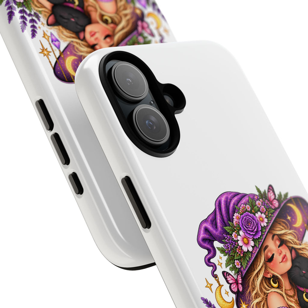 Resting Witch Face Phone Case — Cute Halloween Witch with Black Cat