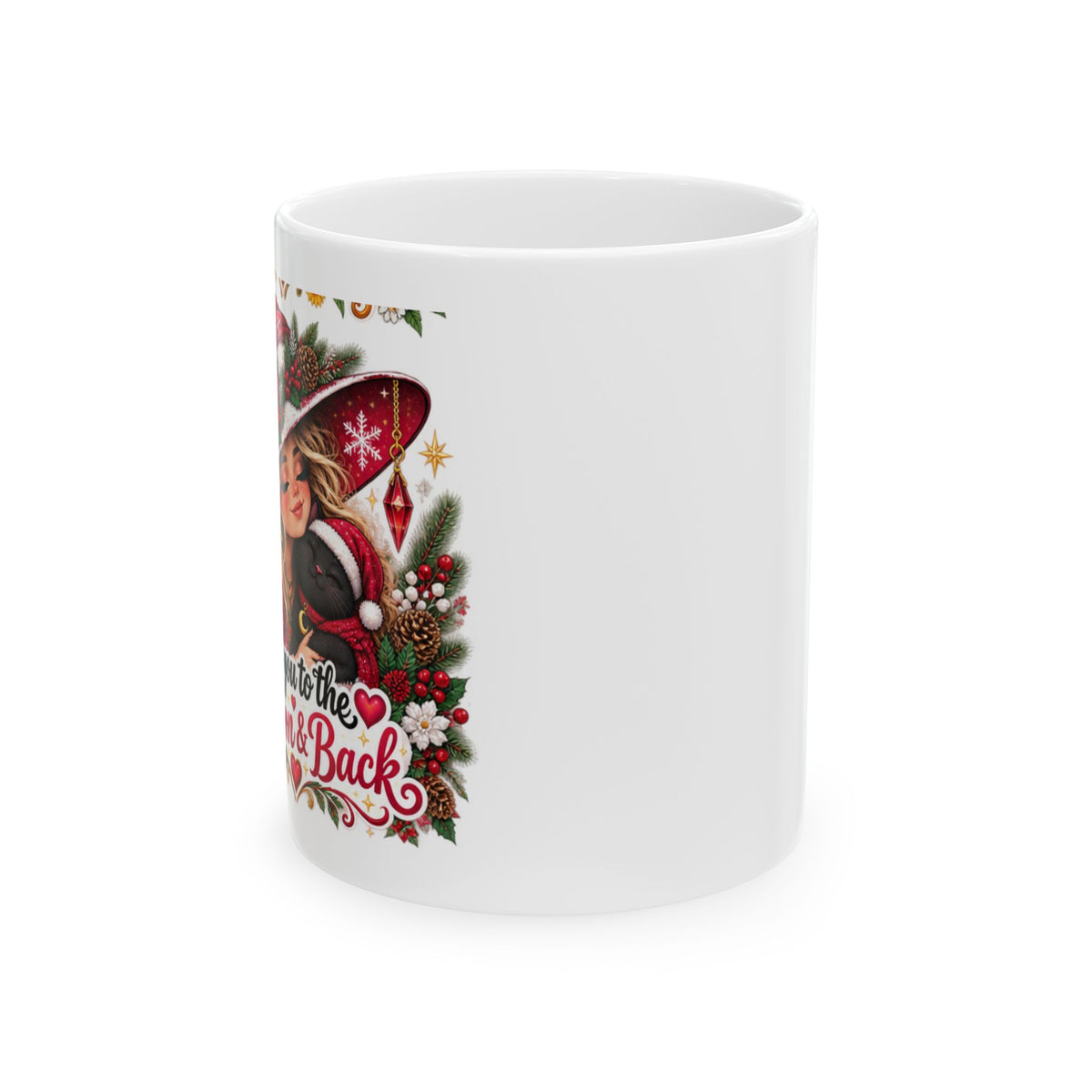 Christmas Love you to the Moon & Back Ceramic Mug – Witchy Holiday Coffee Cup (11oz)