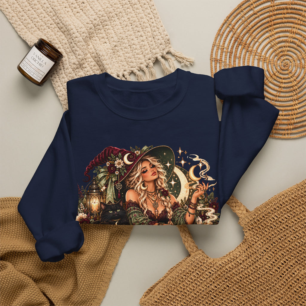 Witchy Crewneck Sweatshirt — “I Put the Sass in Spellcasting” Graphic
