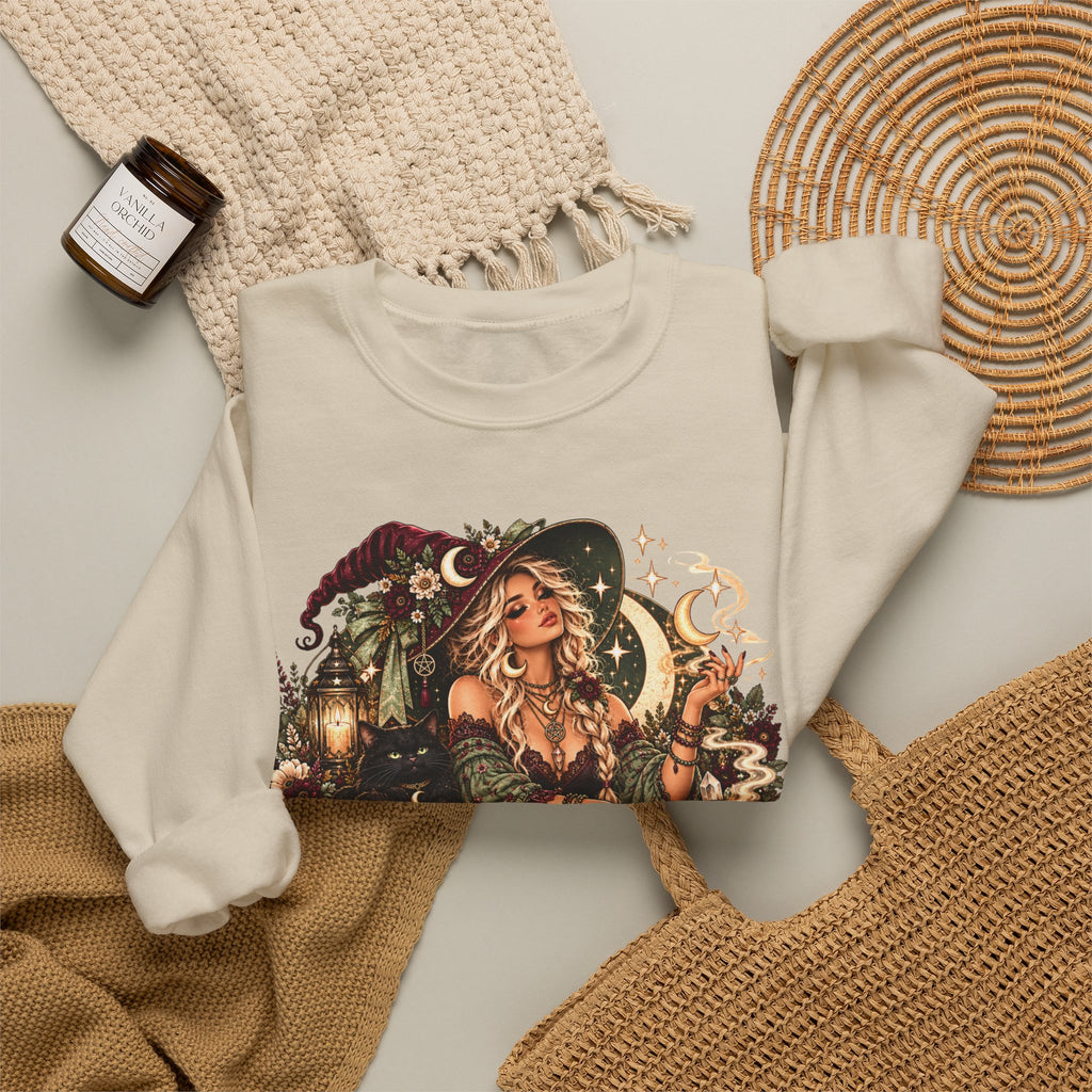 Witchy Crewneck Sweatshirt — “I Put the Sass in Spellcasting” Graphic