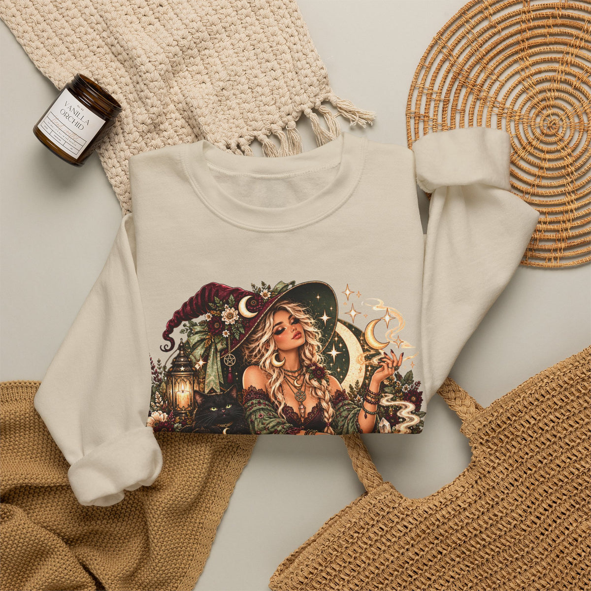 Witchy Crewneck Sweatshirt — “I Put the Sass in Spellcasting” Graphic