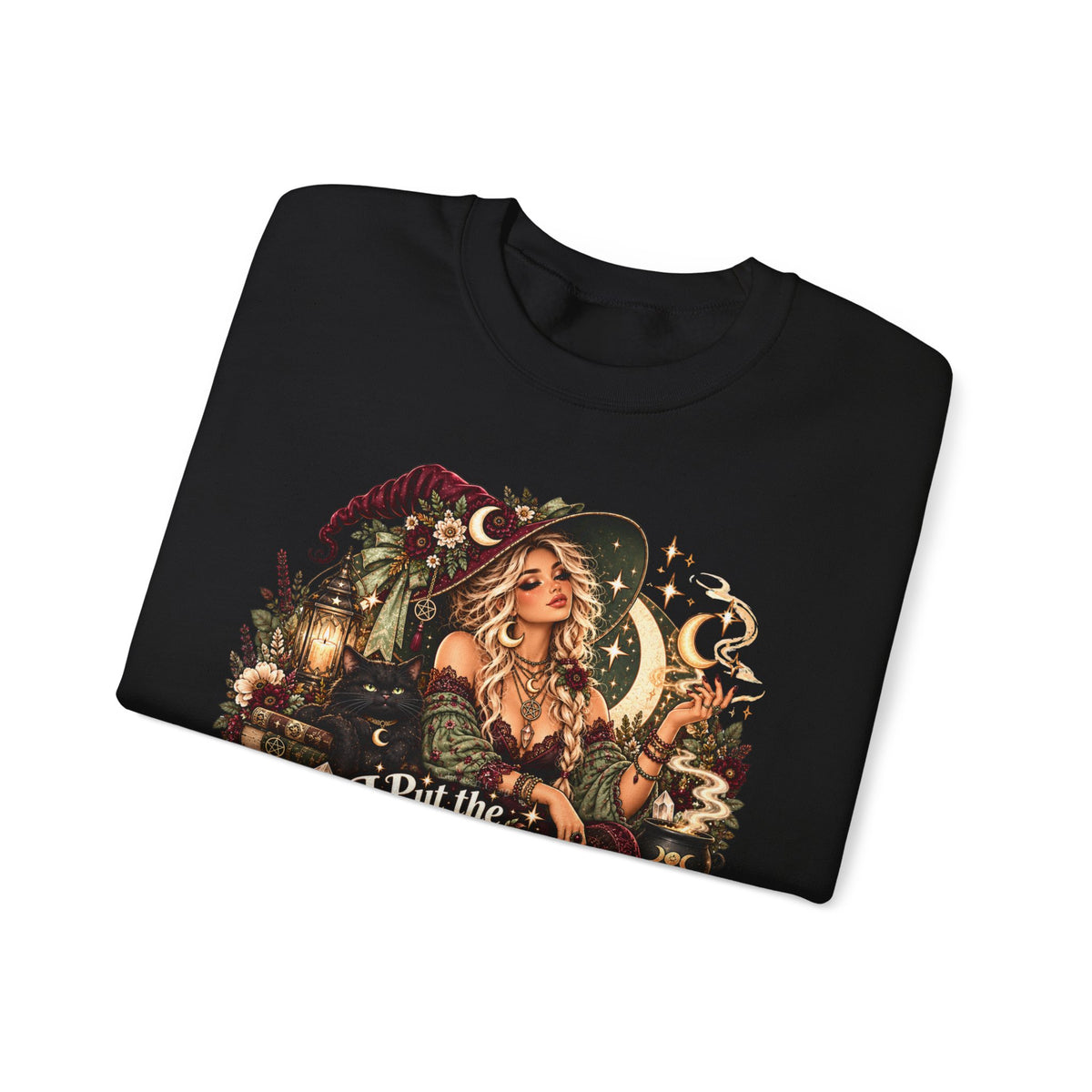 Witchy Crewneck Sweatshirt — “I Put the Sass in Spellcasting” Graphic