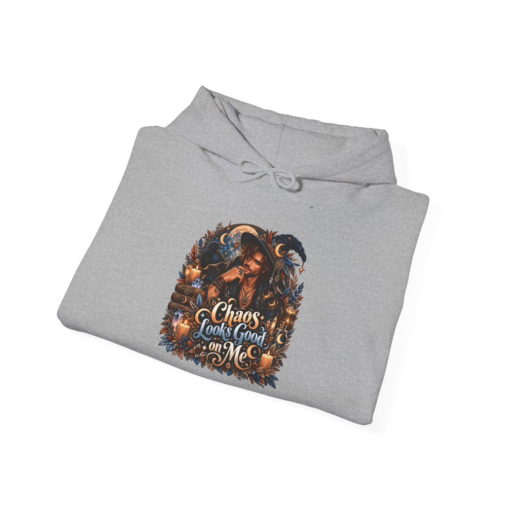 Chaos Looks Good On Me Hoodie | Halloween Witch Cat Pumpkin Design