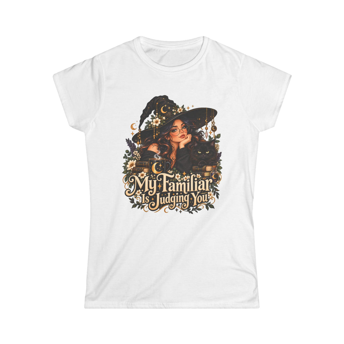 Witchy Tee - "My Familiar is Judging You" Women's Tee — Classic White Short-Sleeve Shirt