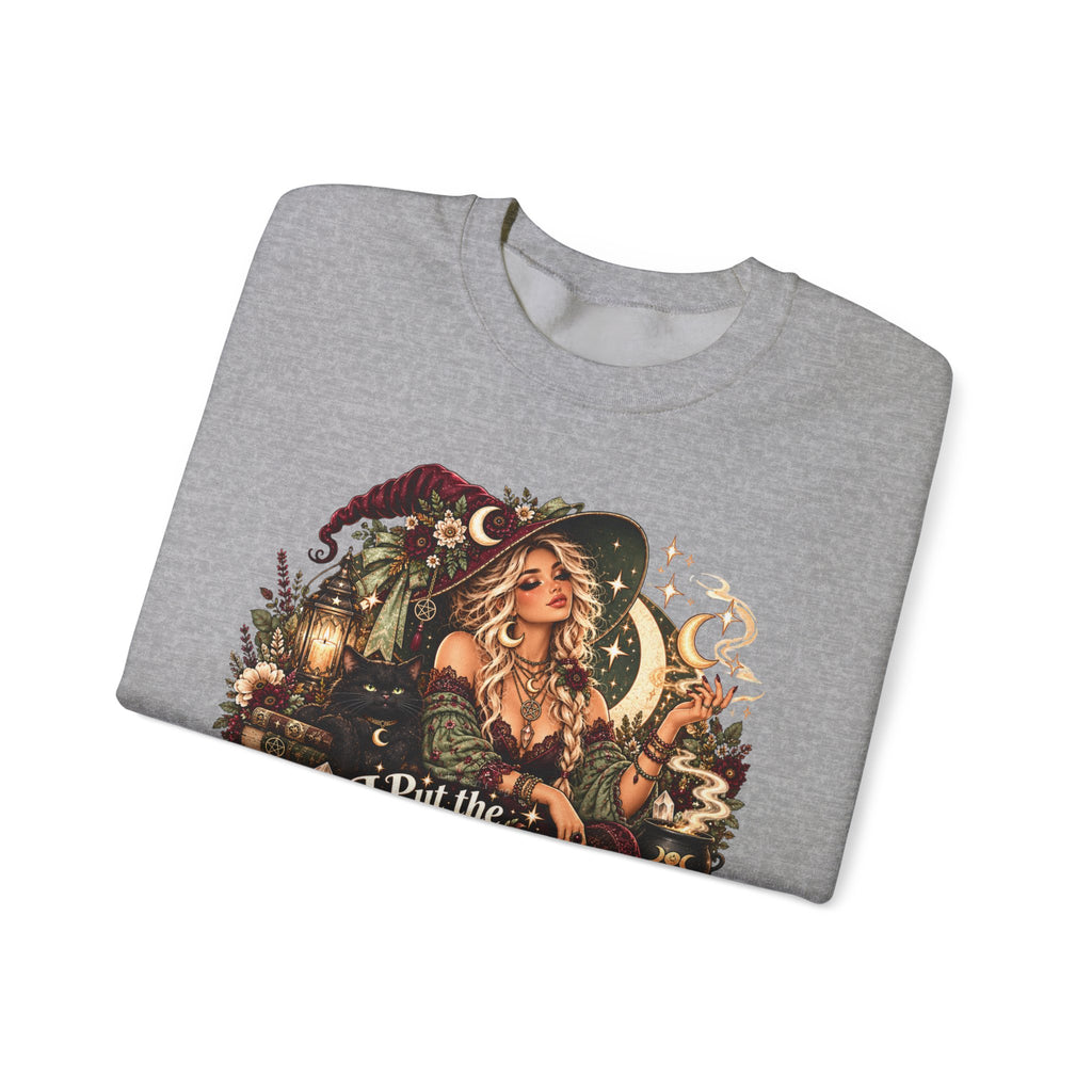 Witchy Crewneck Sweatshirt — “I Put the Sass in Spellcasting” Graphic