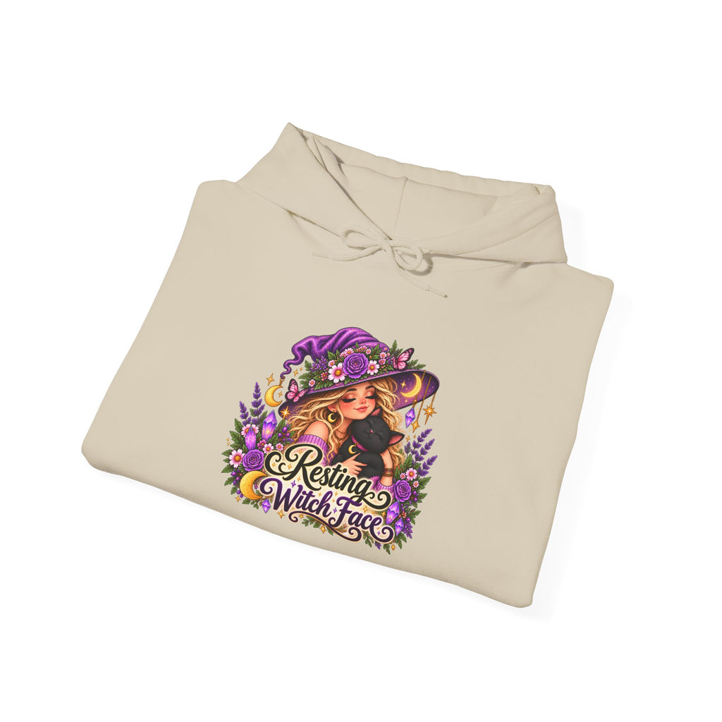 Witchy Autumn Hoodie – "Resting Witch Face" Floral Spell Graphic
