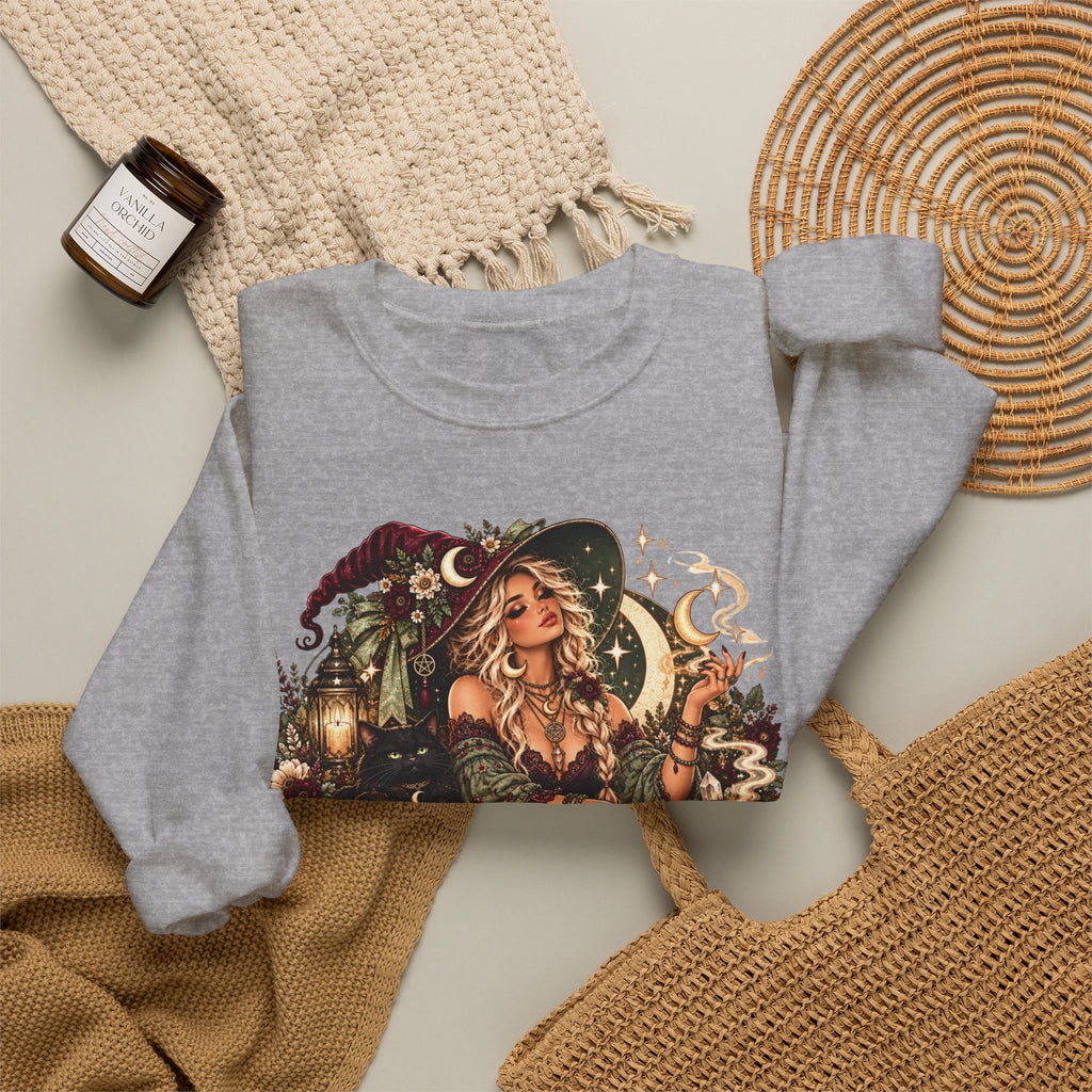 Witchy Crewneck Sweatshirt — “I Put the Sass in Spellcasting” Graphic